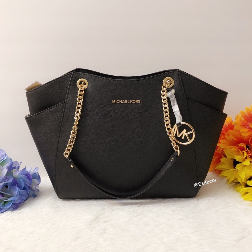 🌸NWT Michael Kors Jet Set Chain Tote Black - Picture 2 of 8